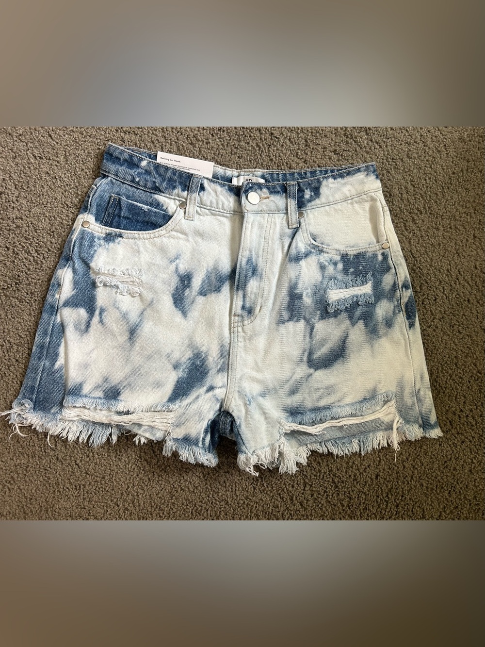 Women’s Tie-Dye Bleached Distressed High-Rise Denim Shorts
